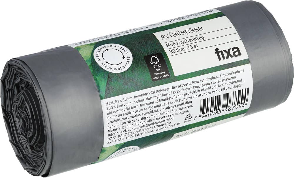 Fixa Avfallspåse 30L Återvunnen Plast