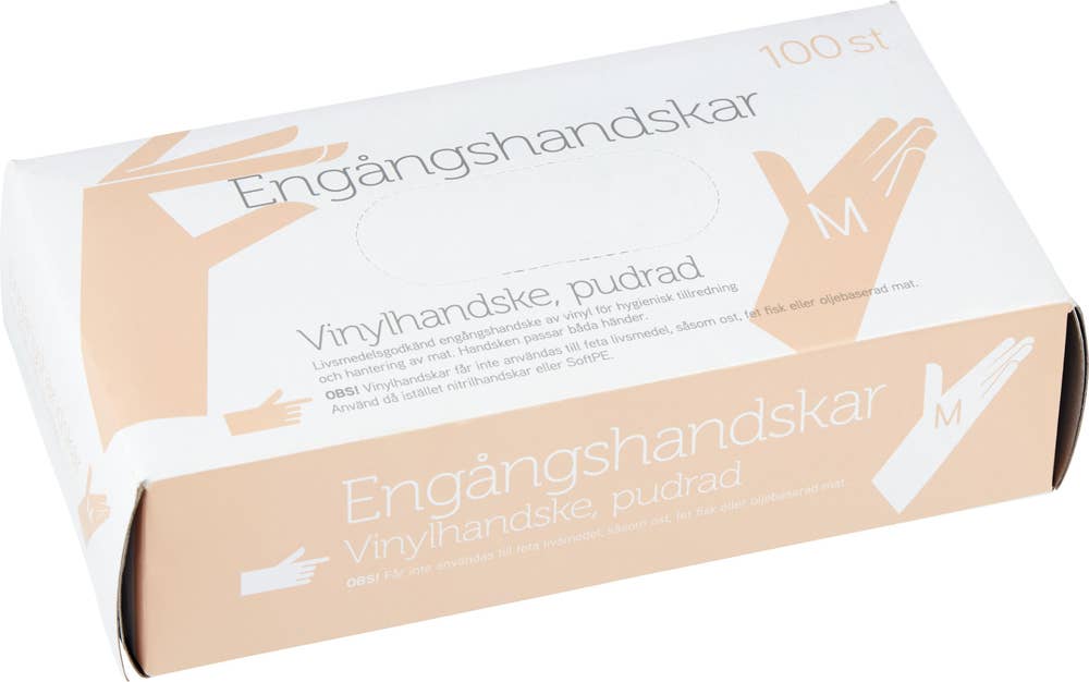 Fixa Engångshandskar Vinyl Pudrad M