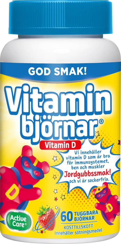 Active Care Vitaminbjörnar D-Vitamin Jordgubbssmak