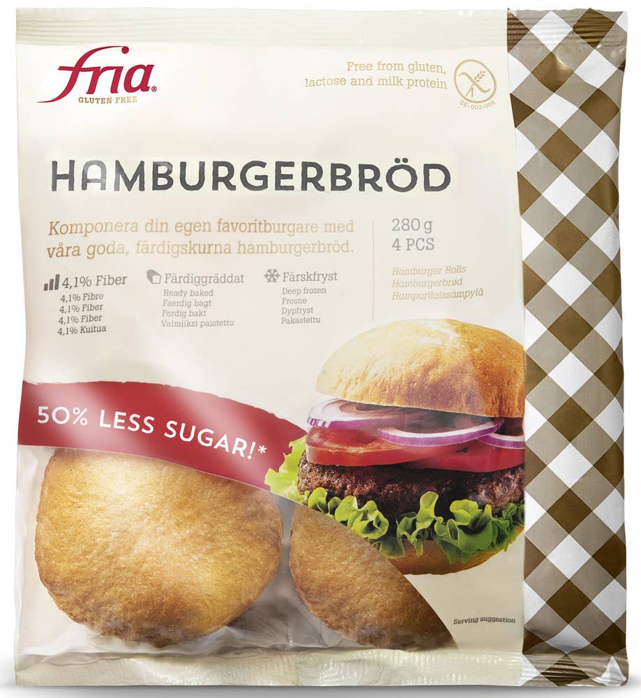 Fria Hamburgerbröd Glutenfri Frysta 4-p 280g  Fria