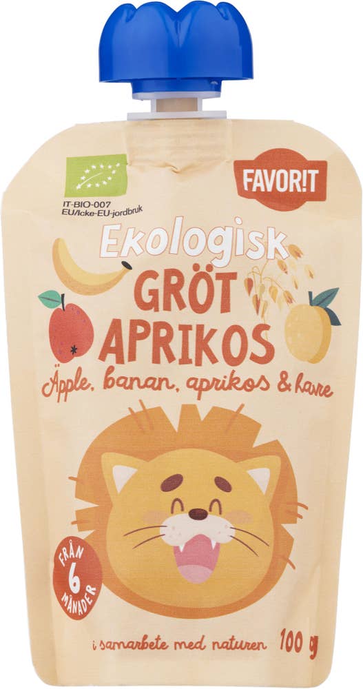Favorit Klämpåse Gröt Äpple, Banan, Aprikos & Havre EKO Favorit