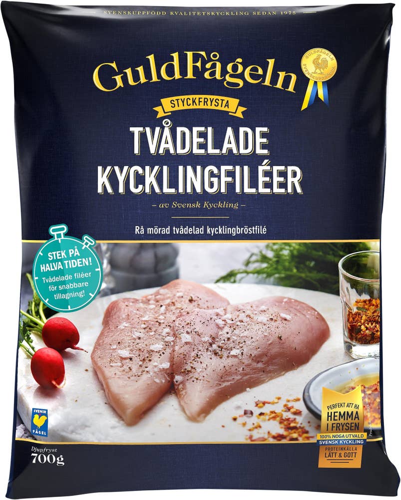 Guldfågeln Kycklingbröstfilé Tvådelad Fryst