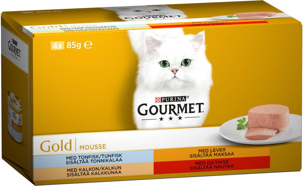 Gourmet Gold Våtfoder Mousse med Tonfisk/Lever/Kalkon/Oxkött