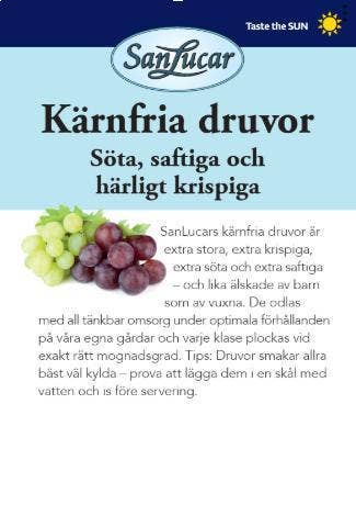 Druvor Röda Kärnfria San Lucar Klass1 Italien