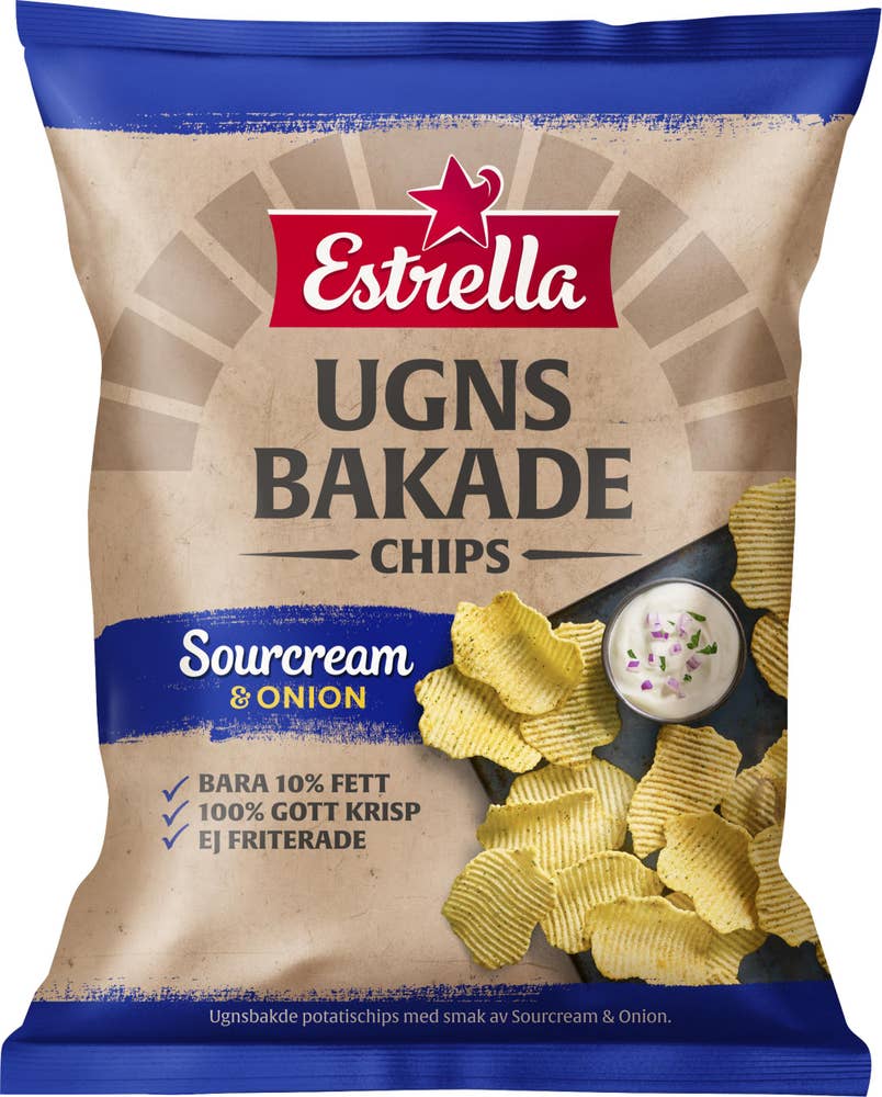Estrella Ugnsbakade Chips Sourcream & Onion