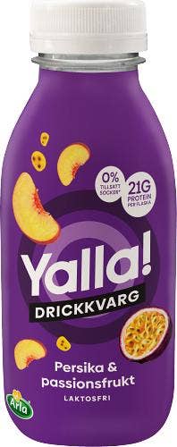 Yalla® Drickkvarg Persika & Passionsfrukt Laktosfri Utan Tillsatt Socker 0,3%