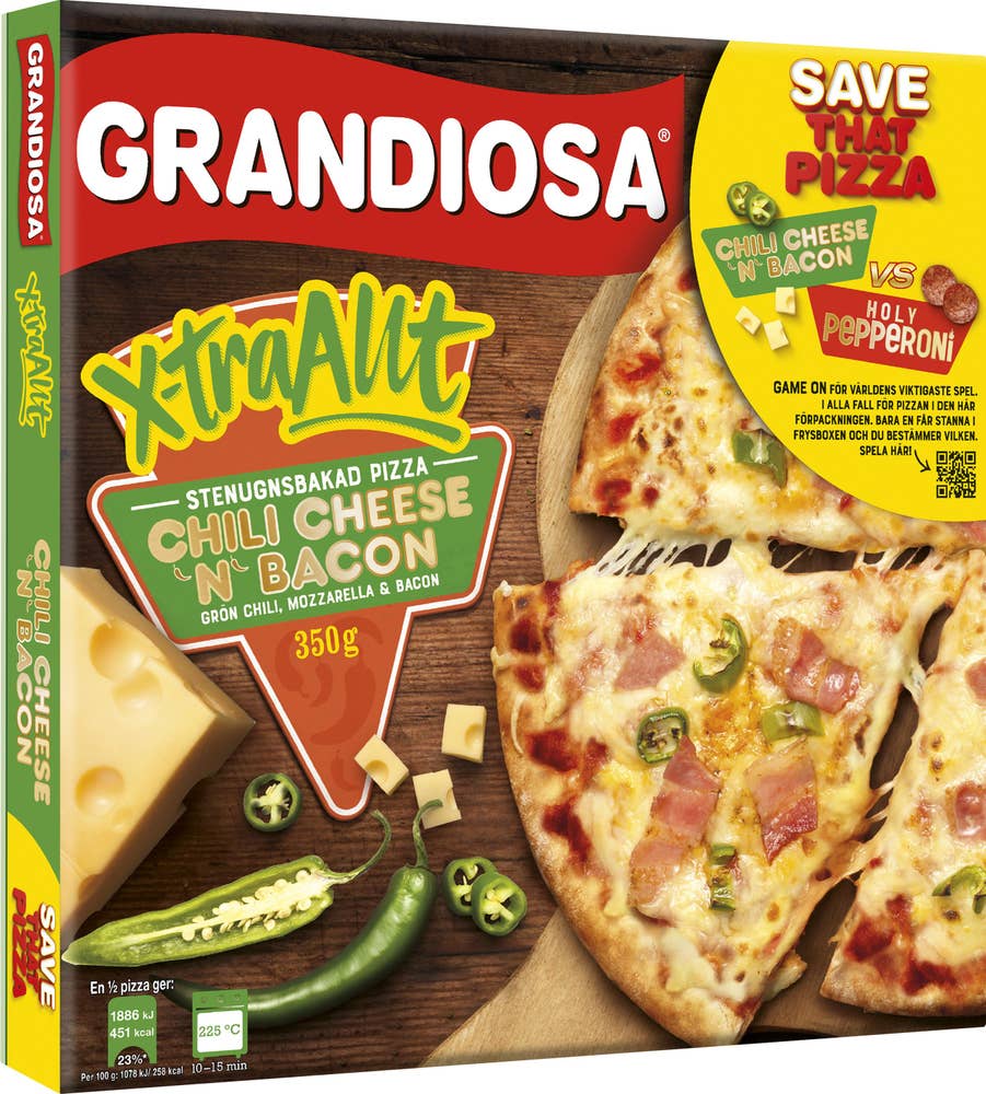 Grandiosa Pizza X-Tra Allt Chili Cheese Bacon Fryst Grandiosa
