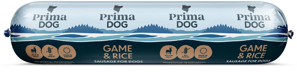 PrimaDog Våtfoder Köttkorv Vilt & Ris