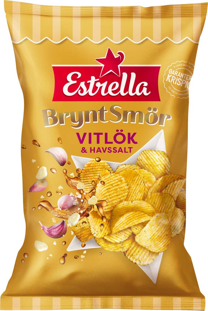 Estrella Chips Brynt Smör, Vitlök & Havssalt