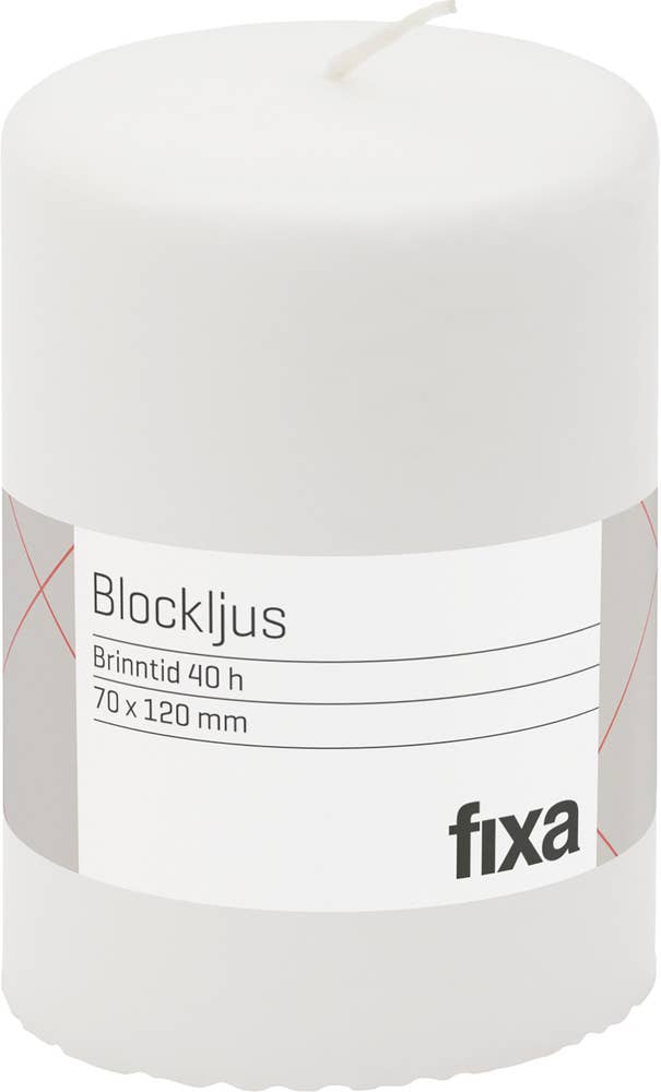 Fixa Blockljus Vit 7x12cm