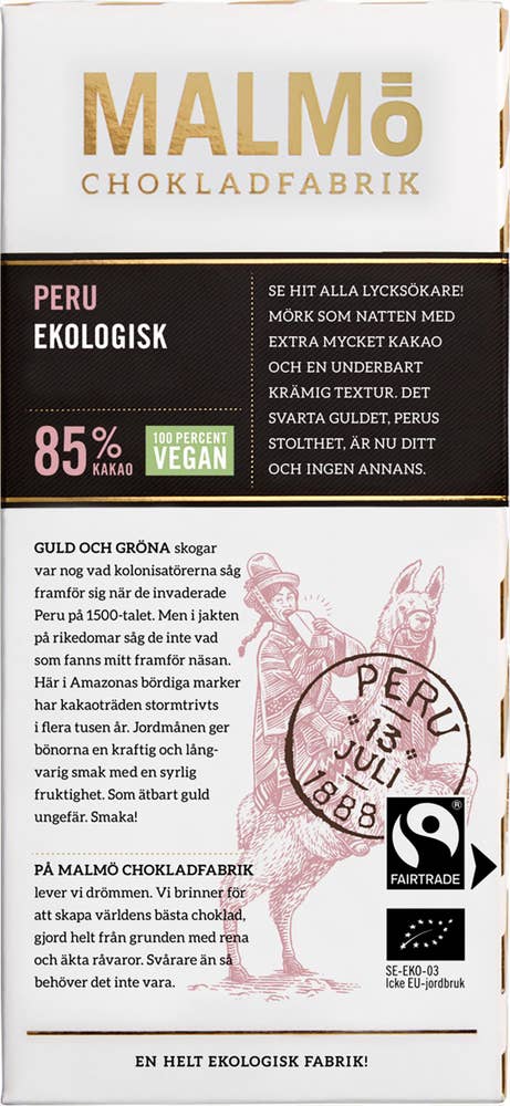 Malmö Chokladfabrik Choklad Peru 85% EKO/Fairtrade