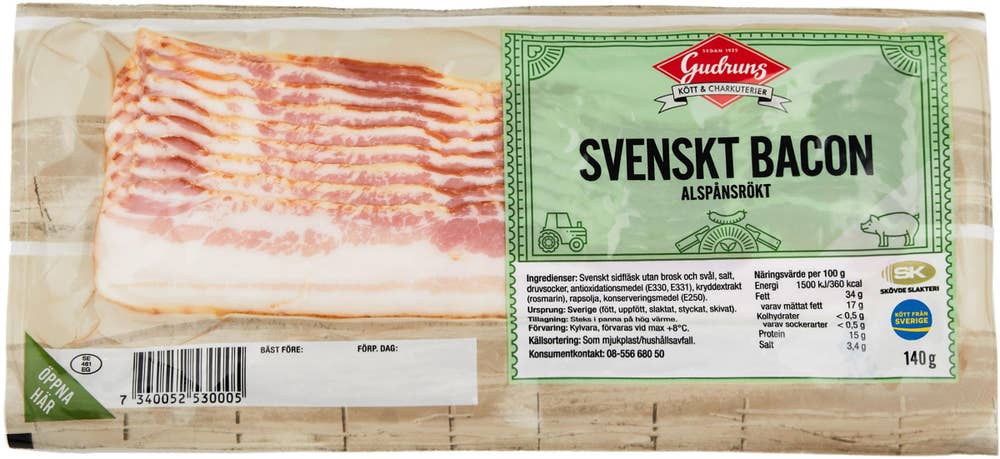 Gudruns Bacon Alspånsrökt Skivad