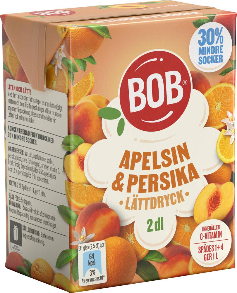 Bob Lättdryck Apelsin & Persika Koncentrat