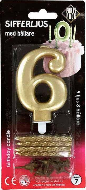 Party Pack Sifferljus 6 Guld