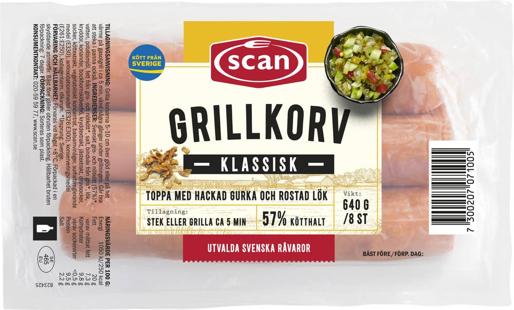 Scan Grillkorv med Tunt Skinn 8-p