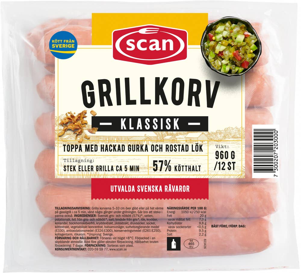 Scan Grillkorv med Tunt Skinn 12-p