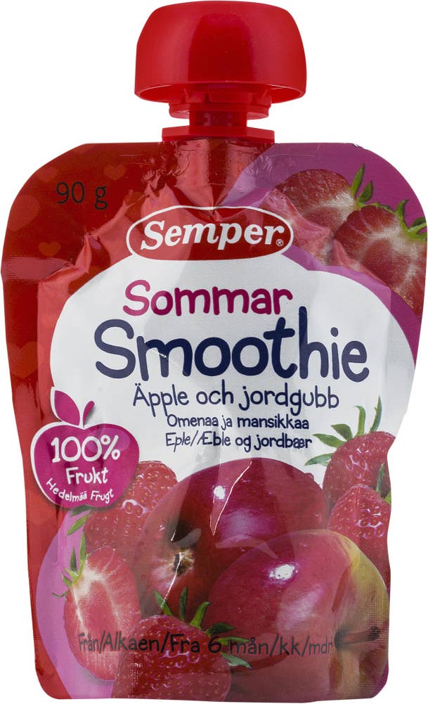 Semper Smoothie Sommar Äpple/Jordgubb 6M