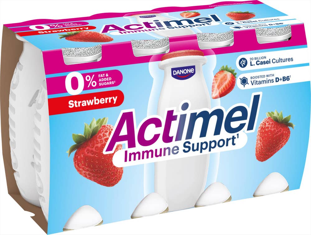Actimel Drickyoghurt Jordgubb Utan Tillsatt Socker 0,1% 8x100g