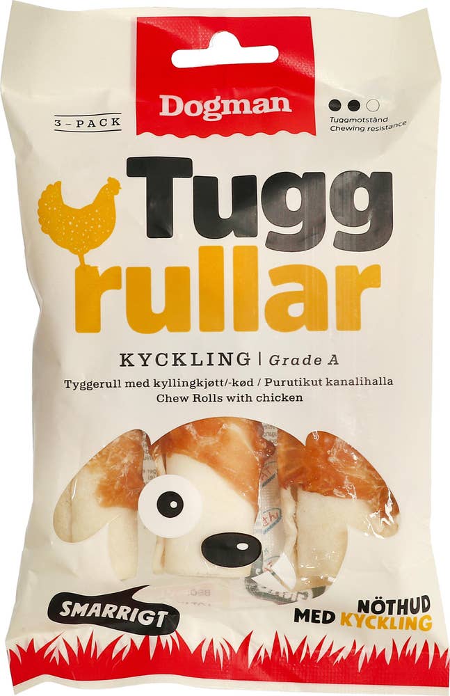 Dogman Tuggrulle Kyckling 10cm 3-p