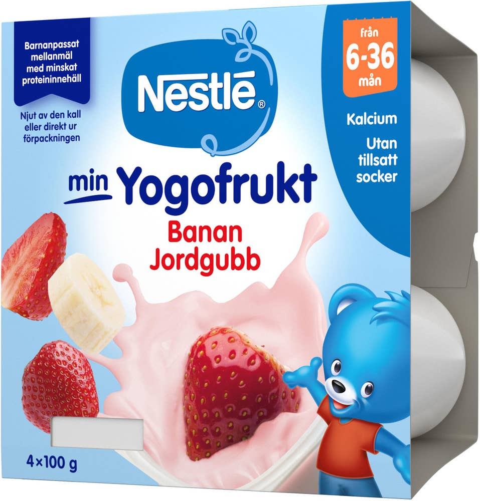 Nestlé Min YogoFrukt Jordgubb & Banan 6M 4x100g