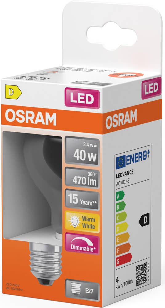 Osram LED Normal E27 470lm (40W) Klar Dimbar