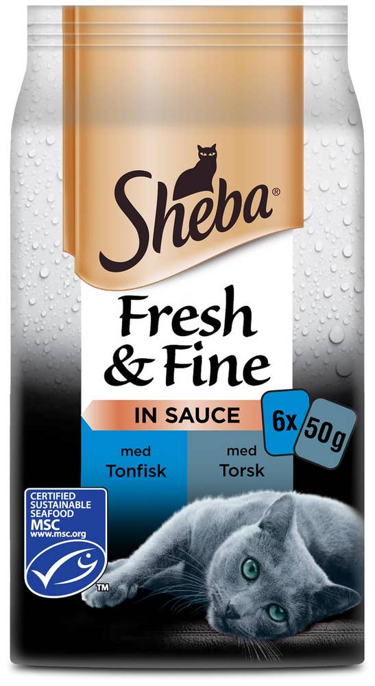 Sheba Kattmat Fiskmeny Tonfisk/Torsk i Sås 6x50g Sheba