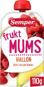 Semper Fruktmums Hallon, Äpple & Banan 6M