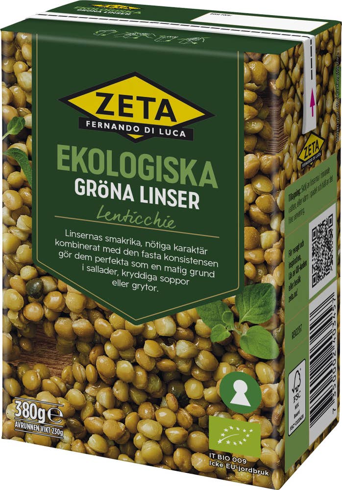 Zeta Gröna Linser Färdigkokta EKO