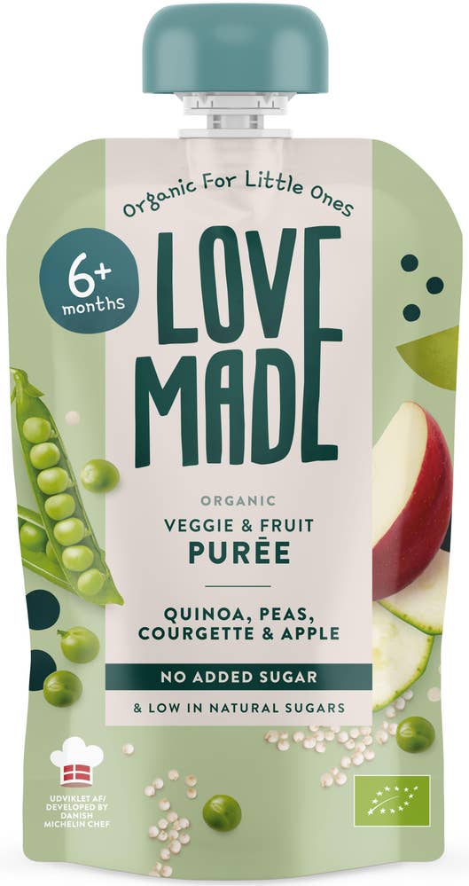 LoveMade Purée Ärta, Zucchini & Äpple +6M EKO
