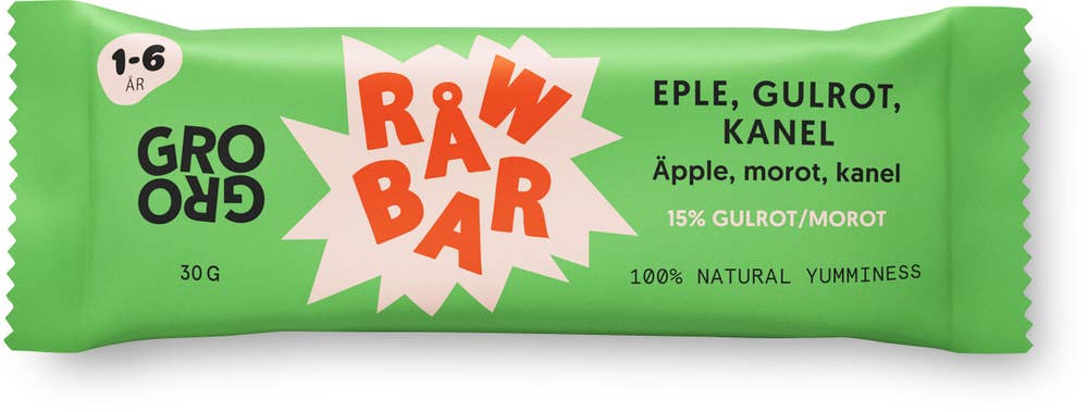 GroGro Råwbar Äpple, Morot & Kanel 1-6 År