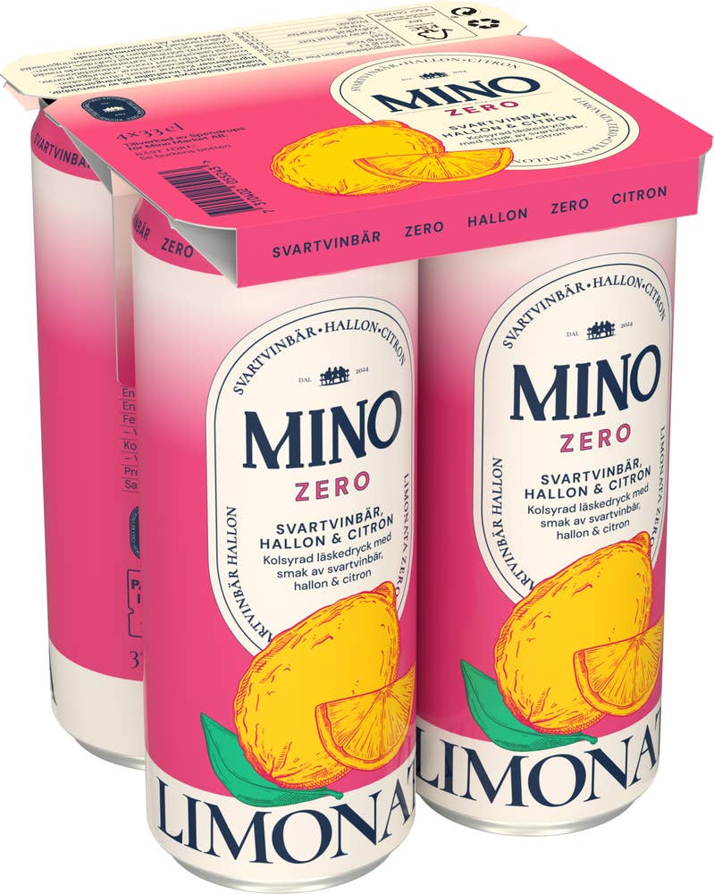 Mino Limonata Hallon Svartvinbär Zero 4x33cl