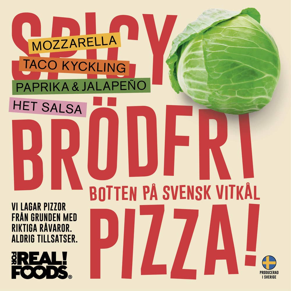 FOR REAL! FOODS Vitkålspizza Taco Fryst