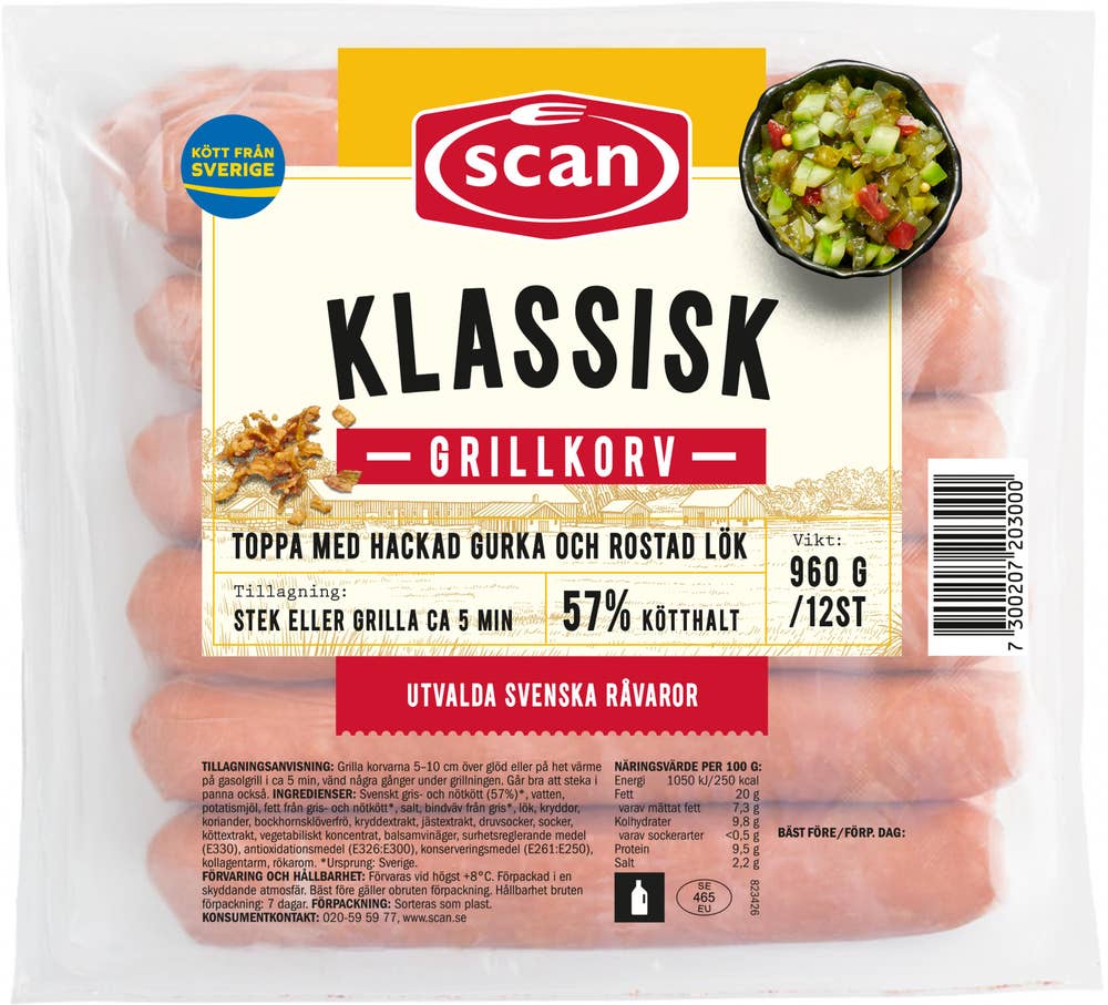 Scan Grillkorv med Tunt Skinn 12-p