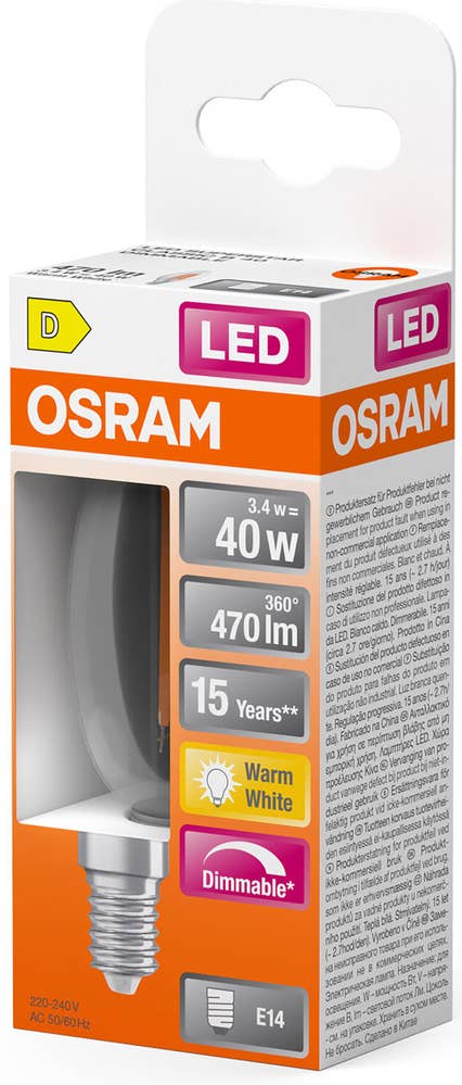 Osram LED Kron E14 470lm (40W) Klar Dimbar