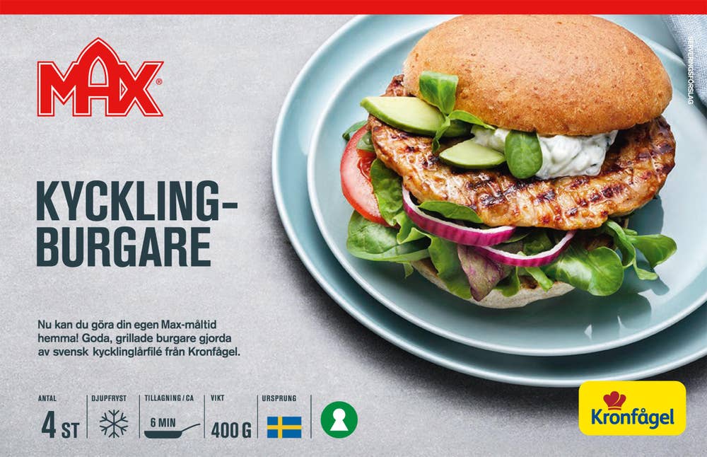 Kronfågel Max Delifresh Kycklingburgare Frysta