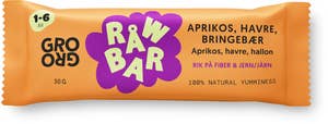 GroGro Råwbar Aprikos, Havre & Hallon 1-6 År