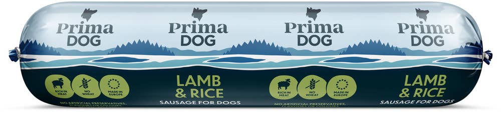 PrimaDog Våtfoder Köttkorv Lamm & Ris