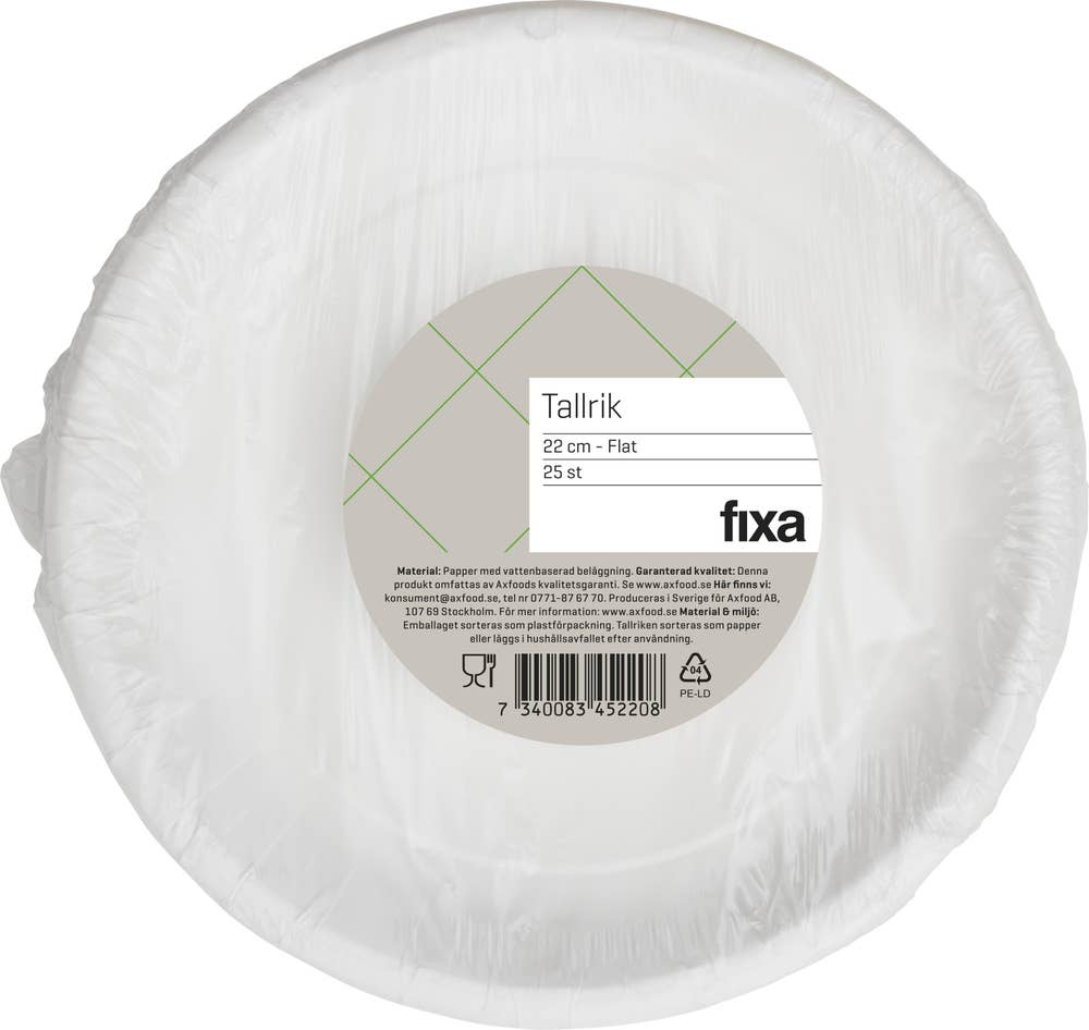 Fixa Papperstallrik 22Cm