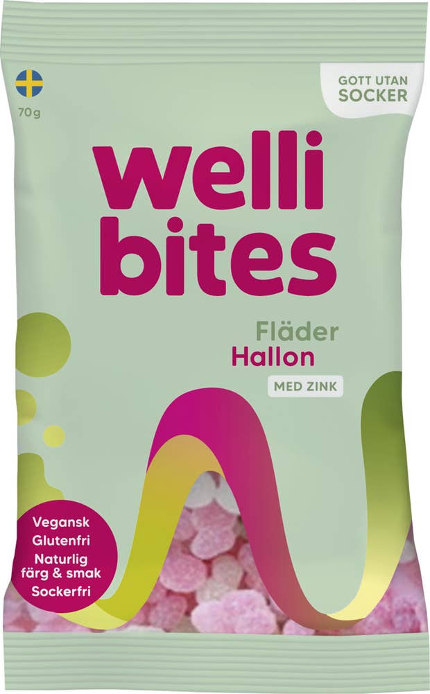Wellibites Godis Fläder & Hallon Sockerfri