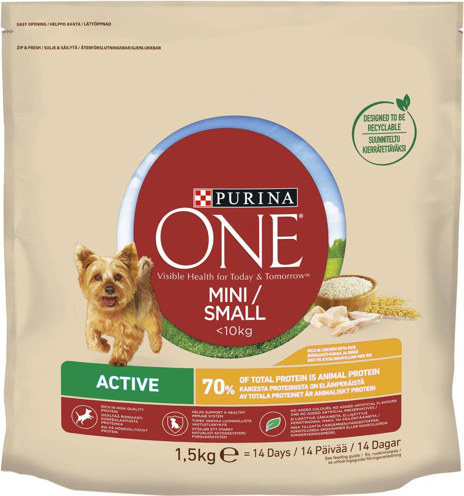 Purina ONE Small Dog Active Kyckling/Ris