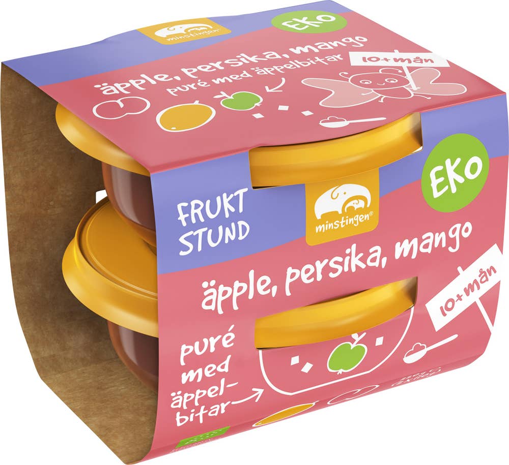 Minstingen Barnmat Äpple, Persika & Mango 10M 2x110g