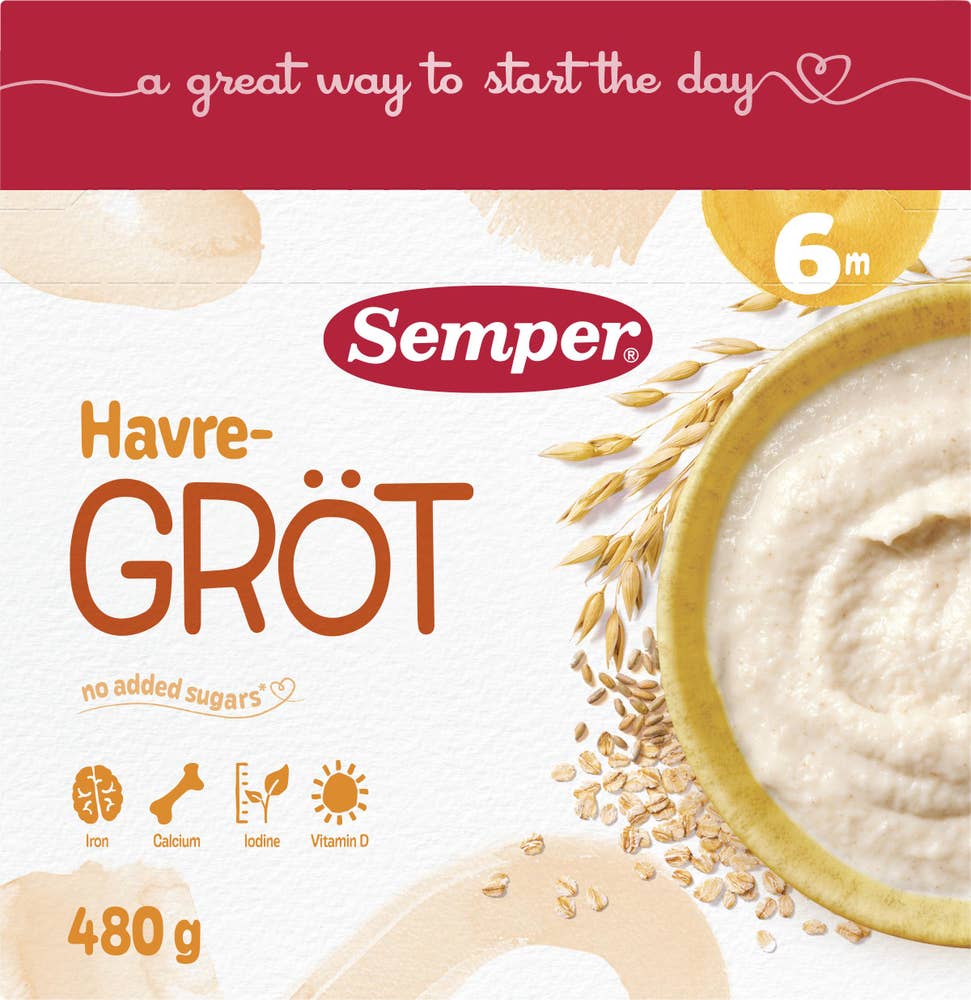 Semper Havregröt Mild & Naturell +6M 16 portioner