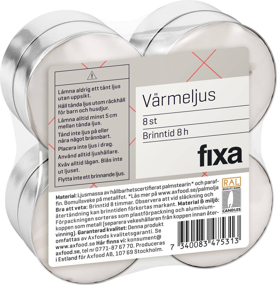 Fixa Värmeljus Stora 8h