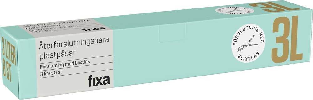 Fixa PlastPåsar Återförslutningsbar 3L