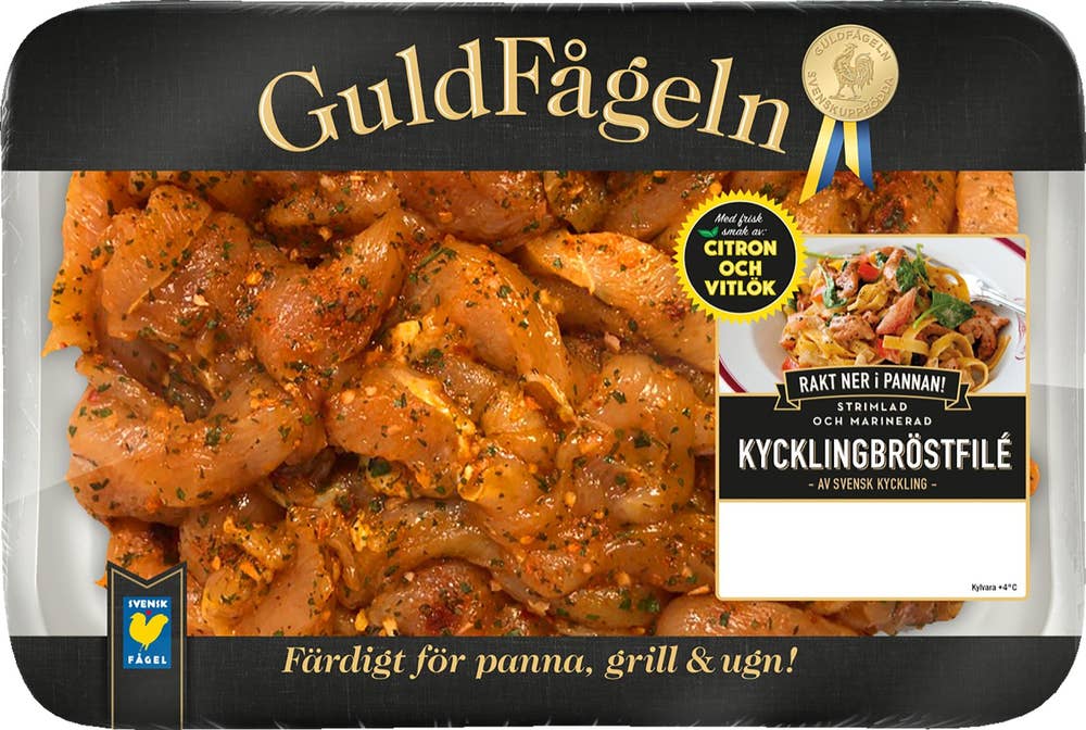 Guldfågeln Kycklingbröstfilé Strimlad Citron & Vitlök