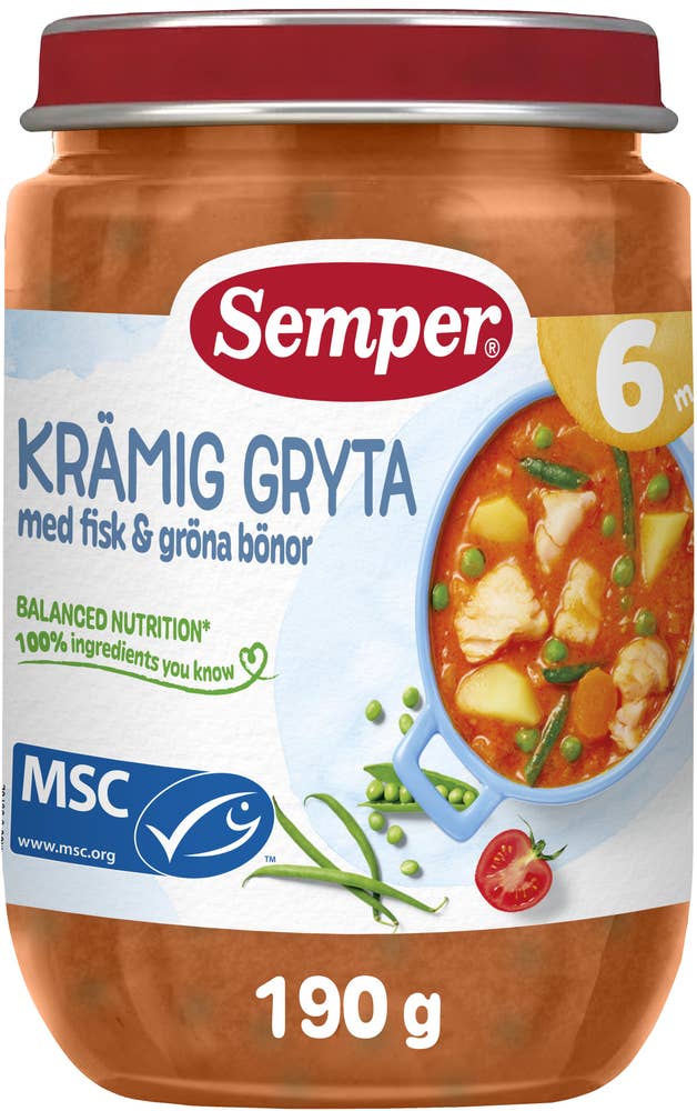 Semper Krämig Gryta med Fisk & Gröna Bönor 6M