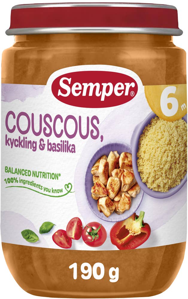 Semper Barnmat Couscous med Kyckling 6M