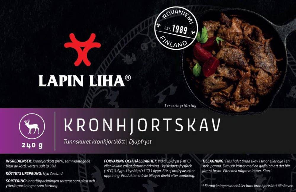 Lapin Liha Kronhjortskav Fryst