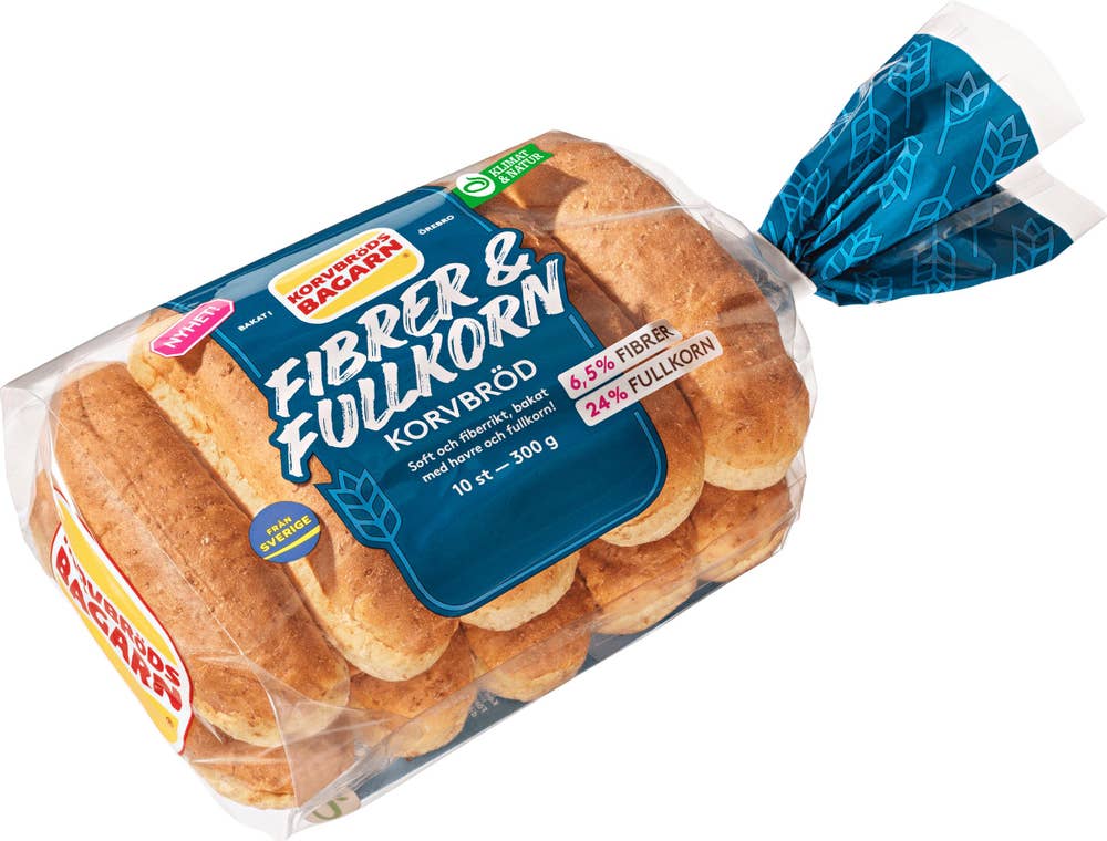 Korvbrödsbagarn Korvbröd Fiber & Fullkorn 10-p