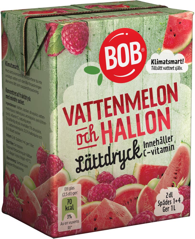 Bob Lättdryck Vattenmelon & Hallon Koncentrat